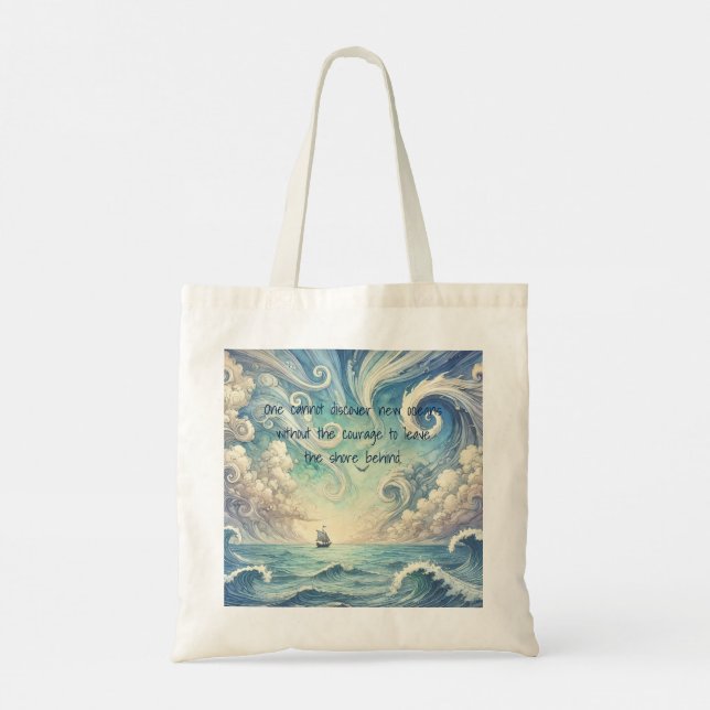 The Sea & Quote  Tote Bag (Back)
