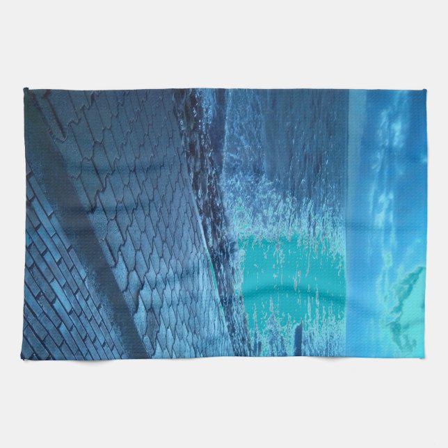 The Sea Shore, Serenity Blue Nature Photo Tea Towel (Horizontal)