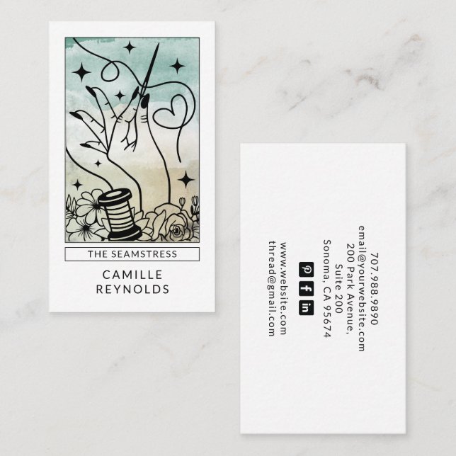 The Seamstress Tailor Tarot Business Card (Front/Back)