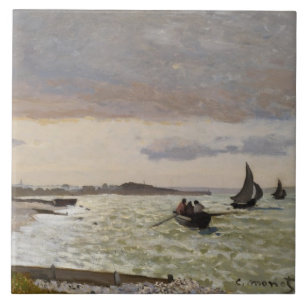 The Seashore at Sainte-Adresse, 1864 Tile
