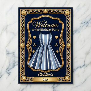 The Seaside Stripes Celebration Birthday Poster