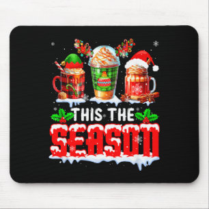 The Season Christmas Three Santa Reindeer Elf Coff Mouse Pad
