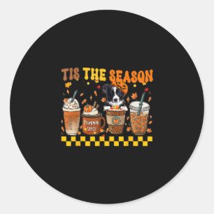 The Season Coffee Pumpkin Border Collie Halloween Classic Round Sticker