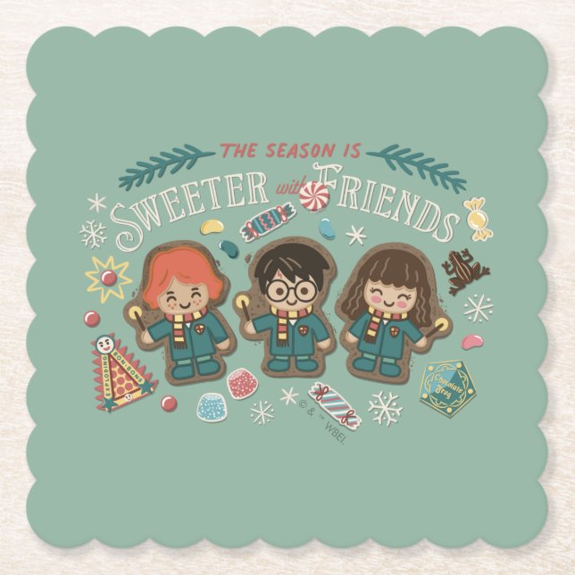 The Season is Sweeter with Friends Paper Coaster (Front)