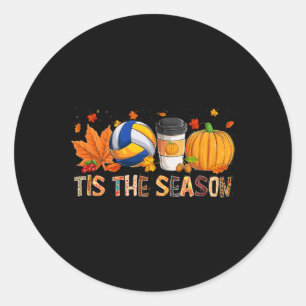 The Season Leopard Pumpkin Volleyball Halloween Fa Classic Round Sticker