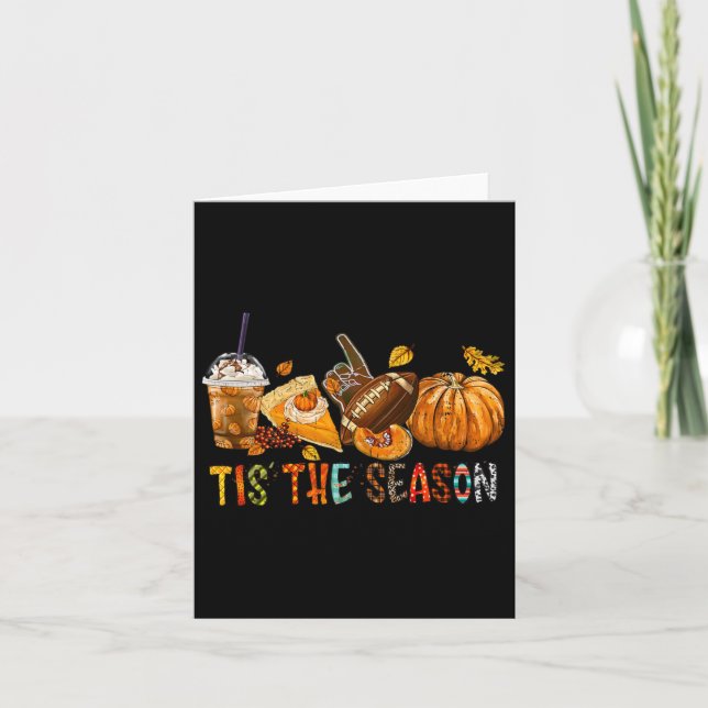 The Season Pumpkin And Spice Football Halloween Fa Card (Front)