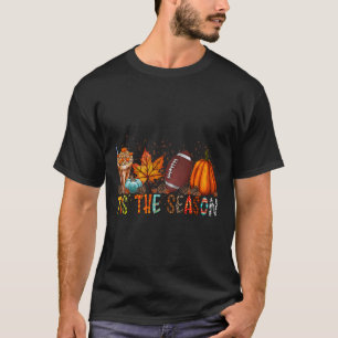 The Season Pumpkin And Spice Football Halloween Fa T-Shirt
