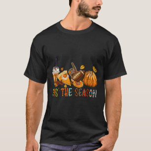 The Season Pumpkin And Spice Football Halloween Fa T-Shirt