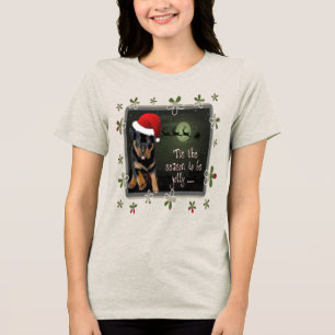 The Season To Be Jolly Cute Pup Holiday Greetings Tri-Blend Shirt