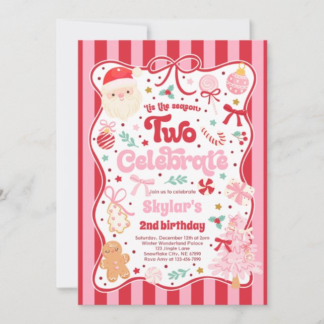 The Season Two Celebrate Christmas 2nd Birthday Invitation (Front)
