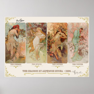 The seasons by Alphonse Mucha Poster