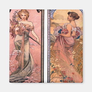 The seasons (Spring, Summer) Alphonse Mucha Magnet