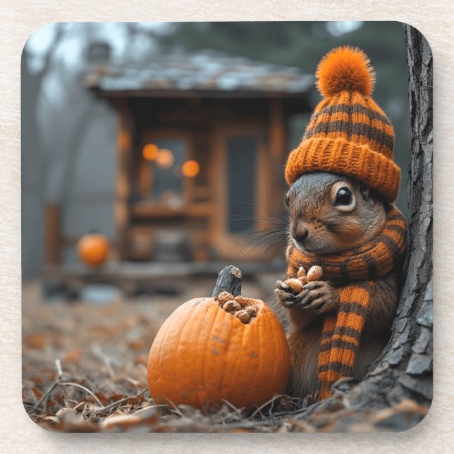The secret forest feast of the squirrel Ai image Coaster (Front)