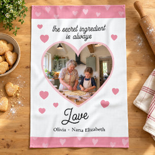 The Secret Ingredient Is Love Personalised Photo Tea Towel