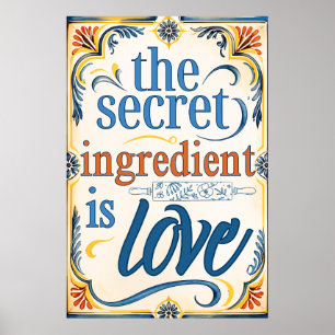 The Secret Ingredient Is Love Vintage Kitchen Poster
