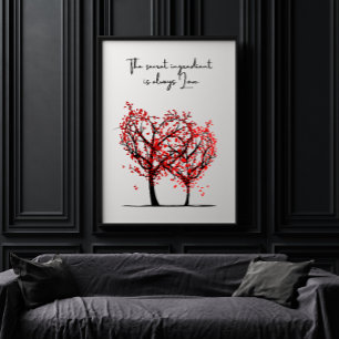 The Secret Ingredients is Love Red Tree Hearts Poster