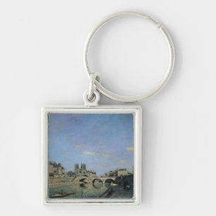 The Seine and Notre Dame in Paris, 1864 Key Ring