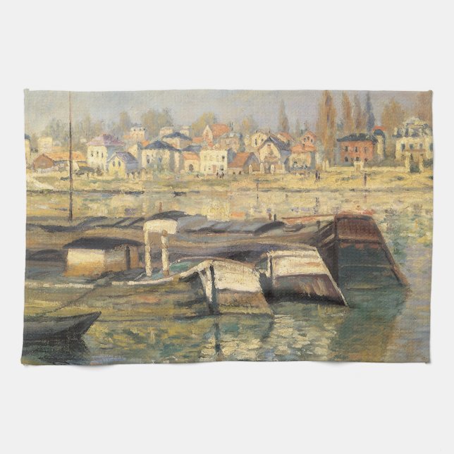 The Seine at Asnieres by Claude Monet Tea Towel (Horizontal)