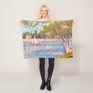 The Seine at La Grande Jatte, Seurat Fleece Blanket