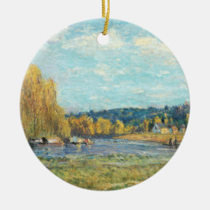 The Seine at Saint-Cloud Alfred Sisley Ceramic Tree Decoration