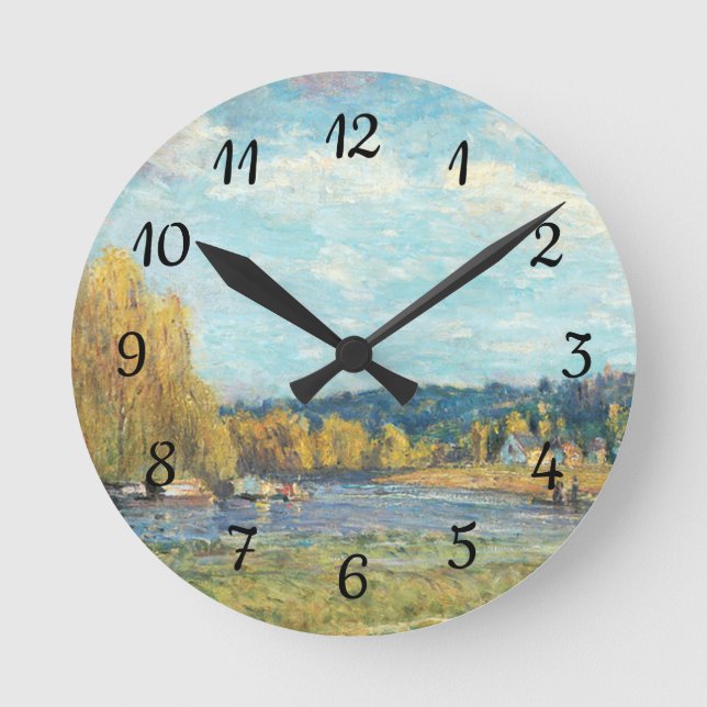 The Seine at Saint-Cloud Alfred Sisley  Round Clock (Front)