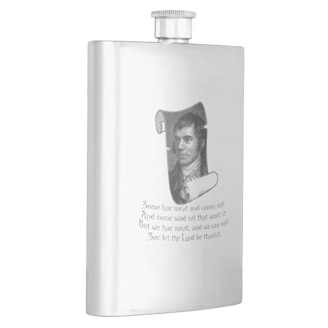 The Selkirk Grace Burns Night Supper Prayer Grey Hip Flask (Right)