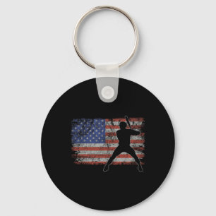 The Sell Usa Flag Retro Cricket Men Sell Key Ring