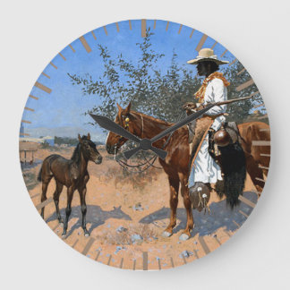 The Sentinel Frederic Remington 1889 Cowboy Theme Large Clock