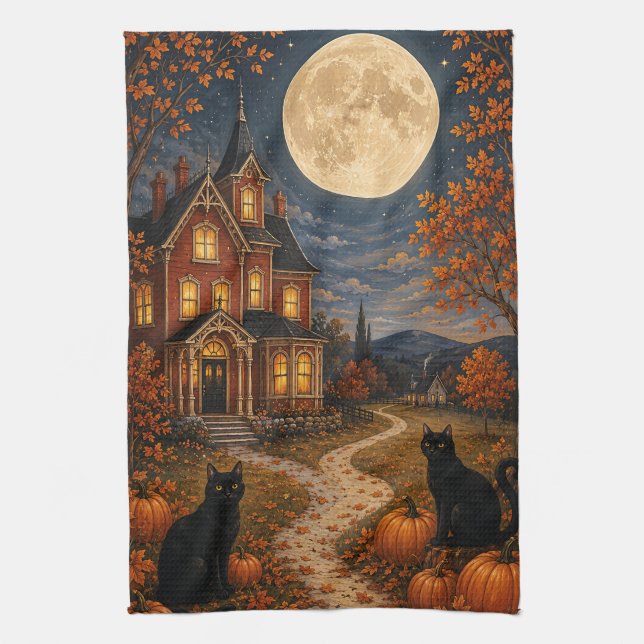 The Sentinels of Autumn Moon Tea Towel (Vertical)