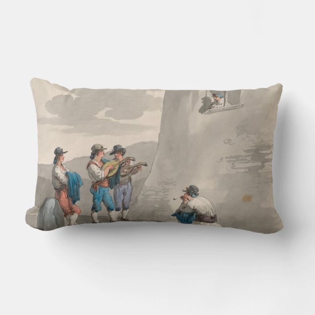 The Serenade (Songs of Love) (Romantic Scene) Lumbar Cushion (Front)