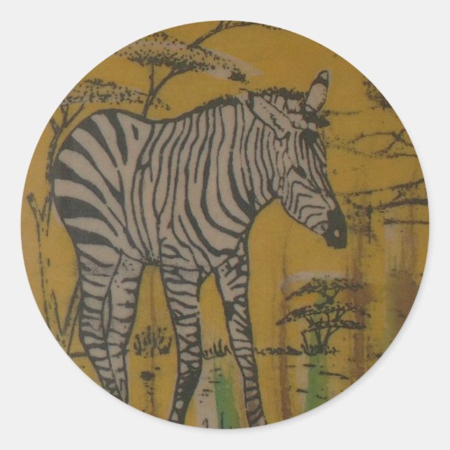 The Serengeti Spirit: Zebra Grazing in the Mara Classic Round Sticker (Front)