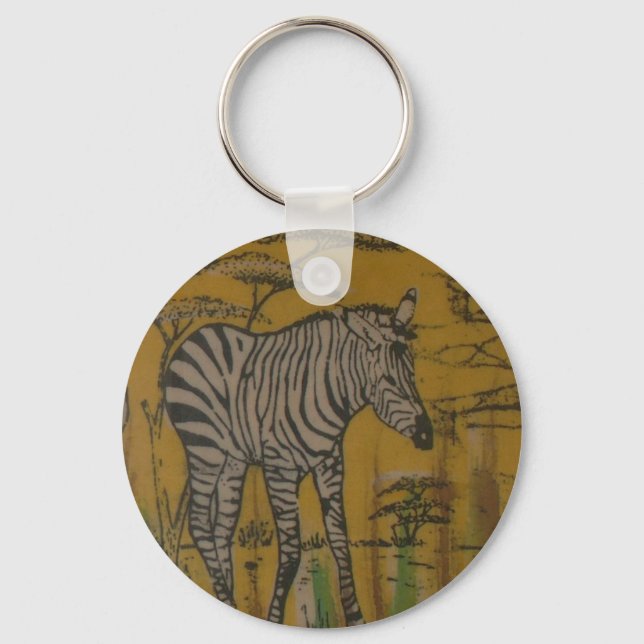 The Serengeti Spirit: Zebra Grazing in the Mara Key Ring (Front)