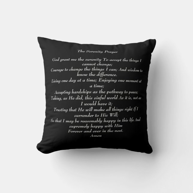 The Serenity Prayer Black Cushion (Front)