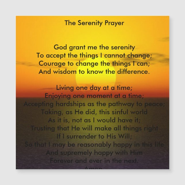 The serenity prayer card (Front)
