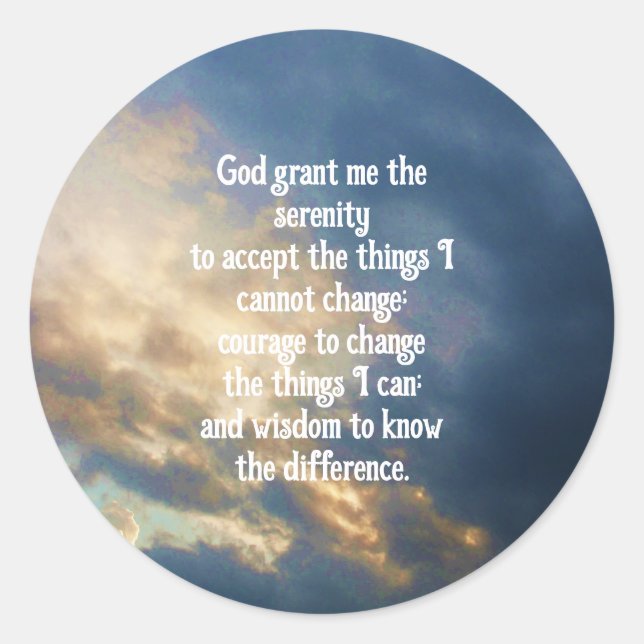 The Serenity Prayer Classic Round Sticker (Front)