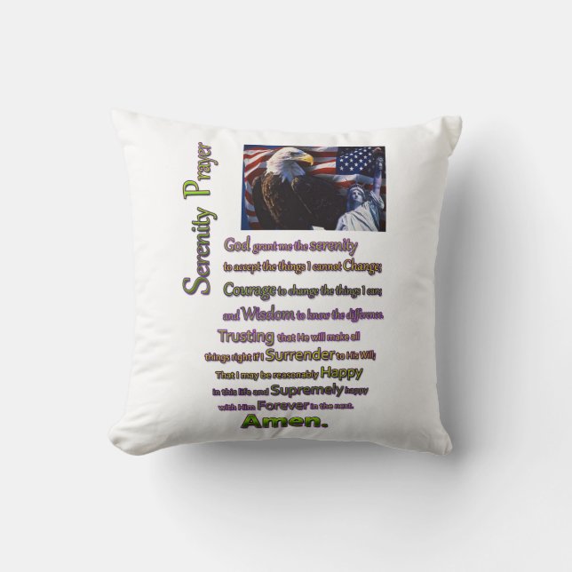 The Serenity Prayer Eagle Head Cushion (Front)