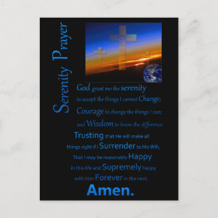 The Serenity Prayer In Space Blue Postcard