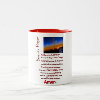 The Serenity Prayer In Space Red Two-Tone Coffee Mug