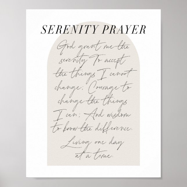 The Serenity Prayer Minimal Boho Beige Arch Script Poster (Front)
