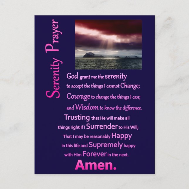 The Serenity Prayer Open Sea Postcard (Front)