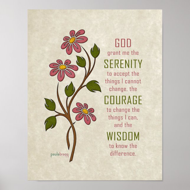 The Serenity Prayer (Recovery Quote) Poster (Front)