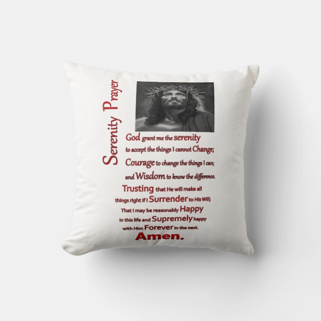 The Serenity Prayer Red Cushion (Front)
