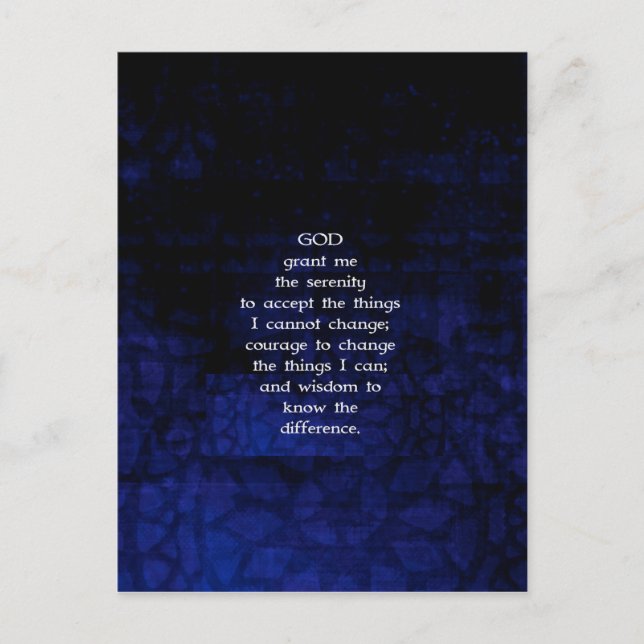 The Serenity Prayer With Blue Background Postcard (Front)