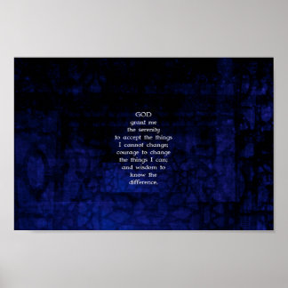 The Serenity Prayer With Blue Background Poster
