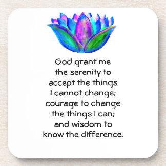 The Serenity Prayer with Colourful Lotus Blossom Coaster