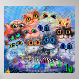 The set of cats' portraitsabstract background,acry poster