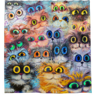 The set of cats portraitsart,portrait,animal,abstr shower curtain