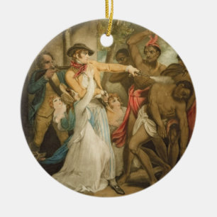 The Settling Family Attacked by Savages, engraved Ceramic Tree Decoration