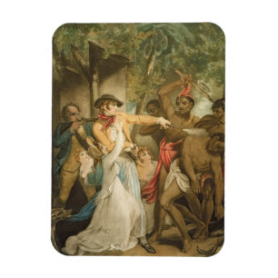 The Settling Family Attacked by Savages, engraved Magnet