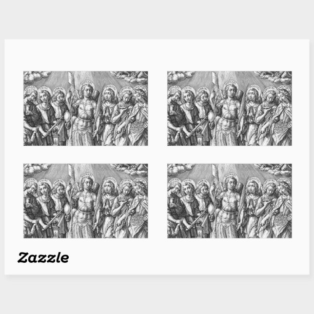 The Seven Archangels (M 034; Engraving) Rectangular Sticker (Sheet)
